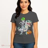 Cool Skeleton Dinosaur Halloween Trick Or Treat Women's T-Shirt thumb 4