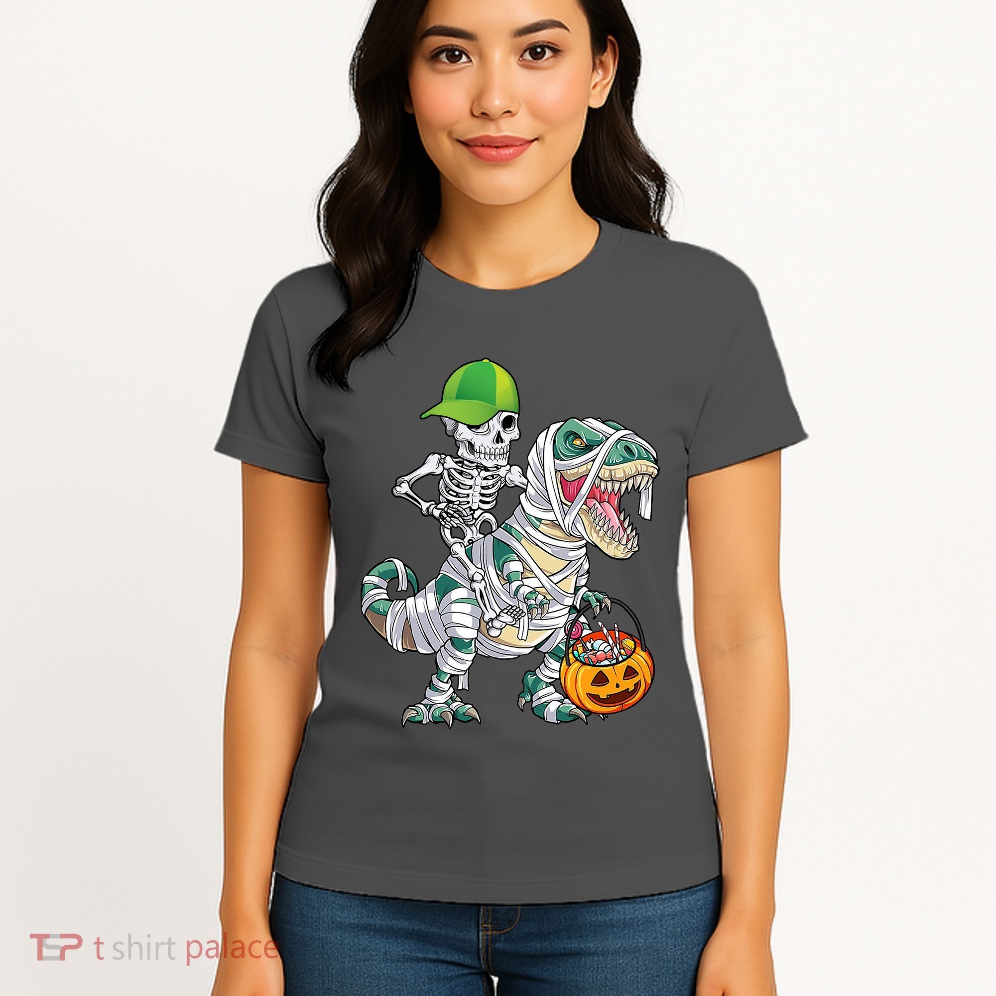 Cool Skeleton Dinosaur Halloween Trick Or Treat Women's T-Shirt