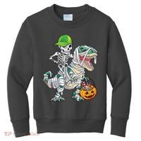 Cool Skeleton Dinosaur Halloween Trick Or Treat Kids Sweatshirt thumb 0