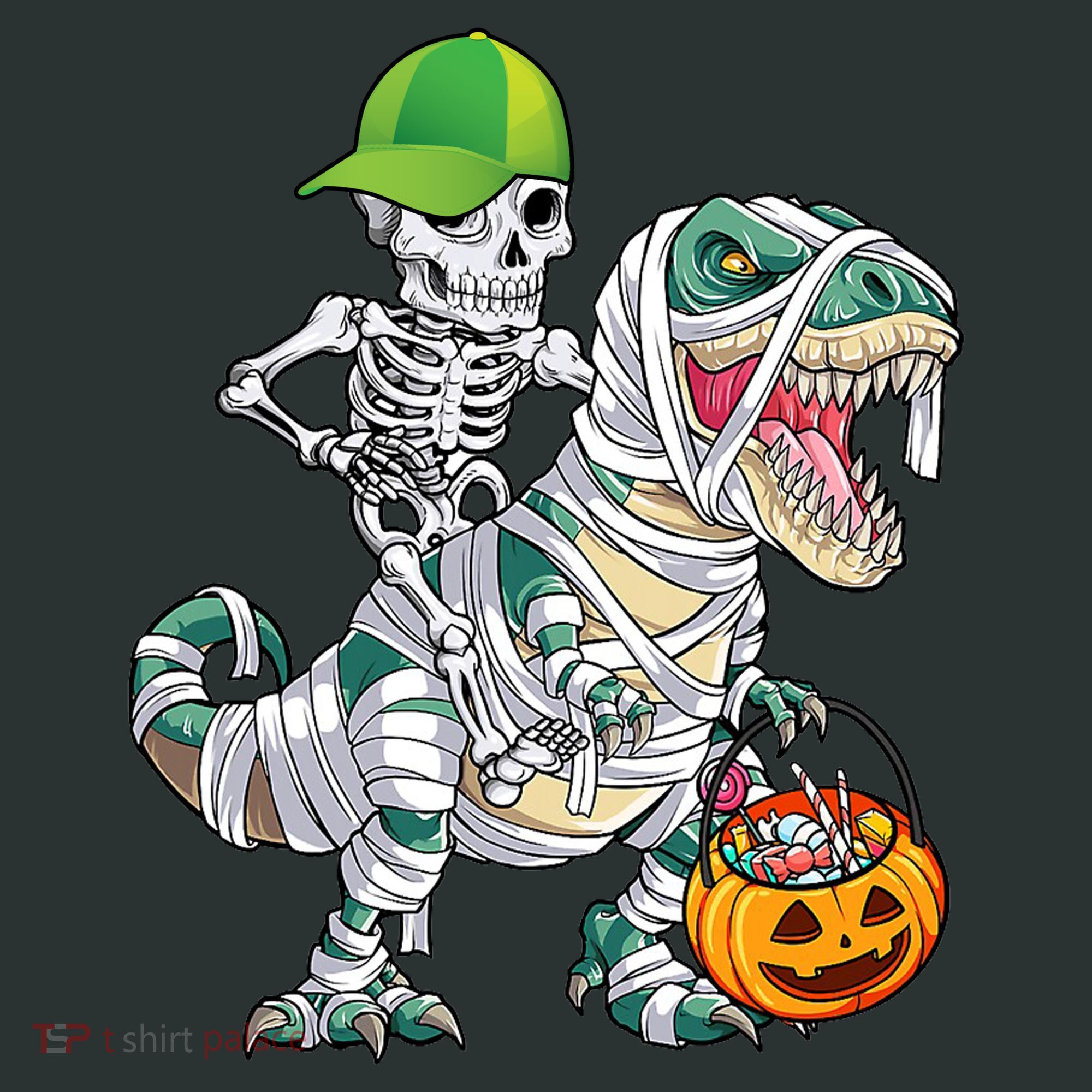 Cool Skeleton Dinosaur Halloween Trick Or Treat Kids Long Sleeve Shirt