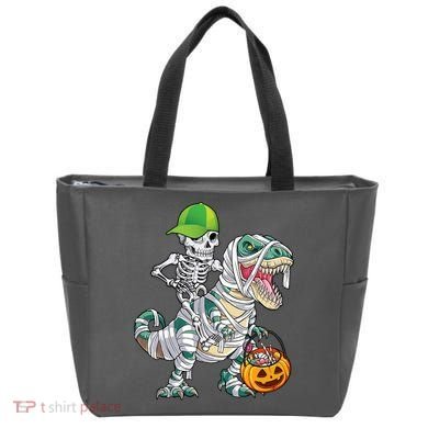 Cool Skeleton Dinosaur Halloween Trick Or Treat Tote Bag