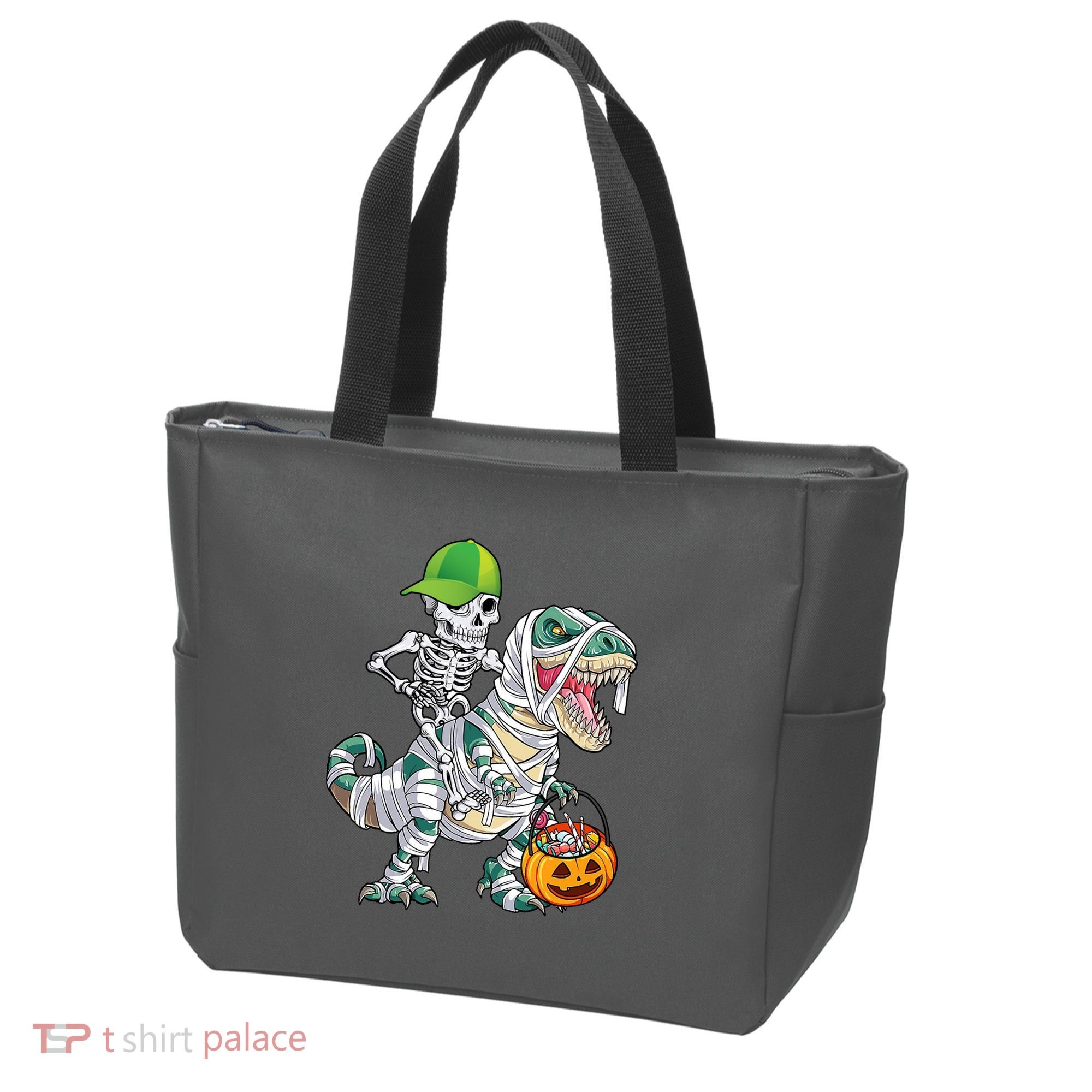 Cool Skeleton Dinosaur Halloween Trick Or Treat Tote Bag