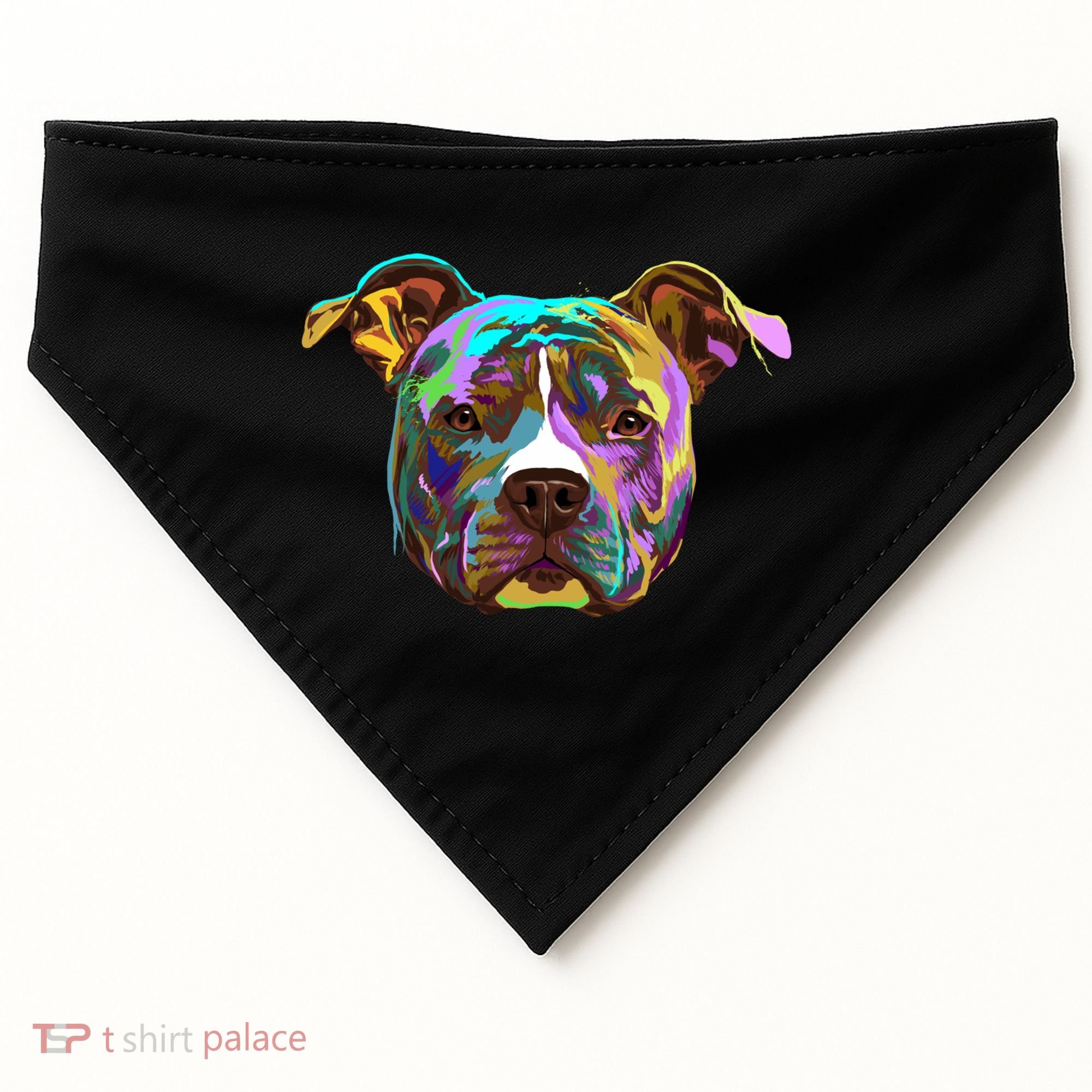 Colourful Splash Dog American Staffordshire Terrier Gift USA-Made Doggie Bandana
