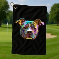 Colourful Splash Dog American Staffordshire Terrier Gift Golf Towel thumb 1