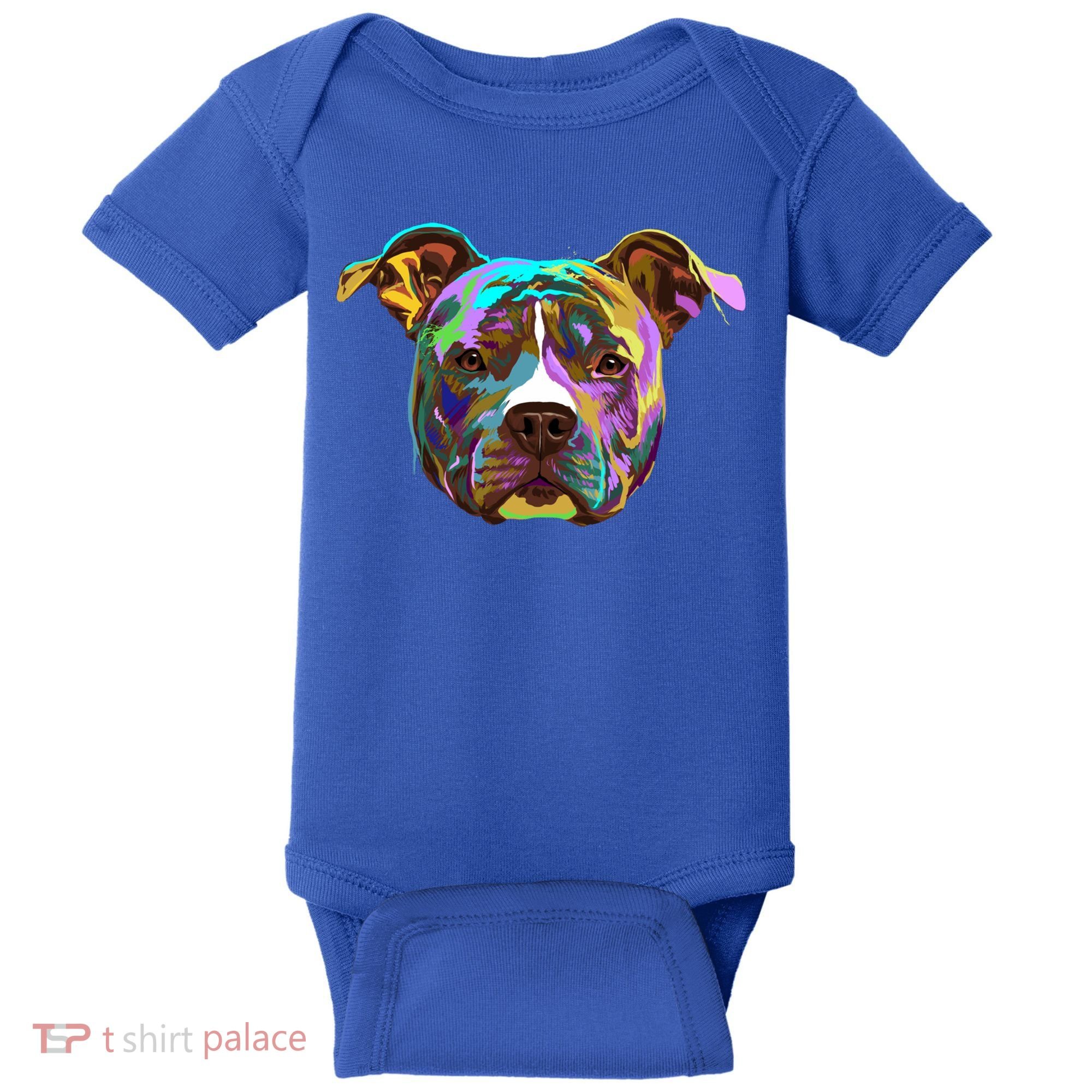 Colourful Splash Dog American Staffordshire Terrier Gift Baby Bodysuit