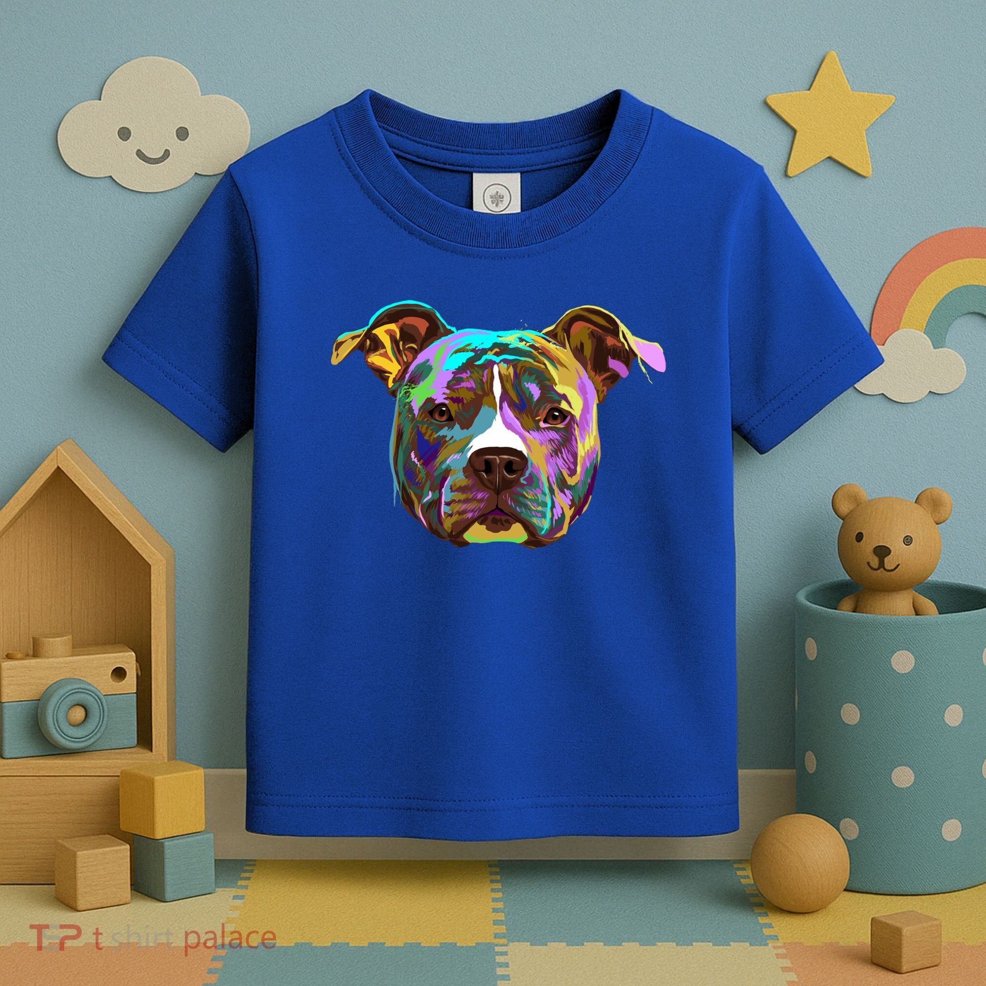 Colourful Splash Dog American Staffordshire Terrier Gift Toddler T-Shirt