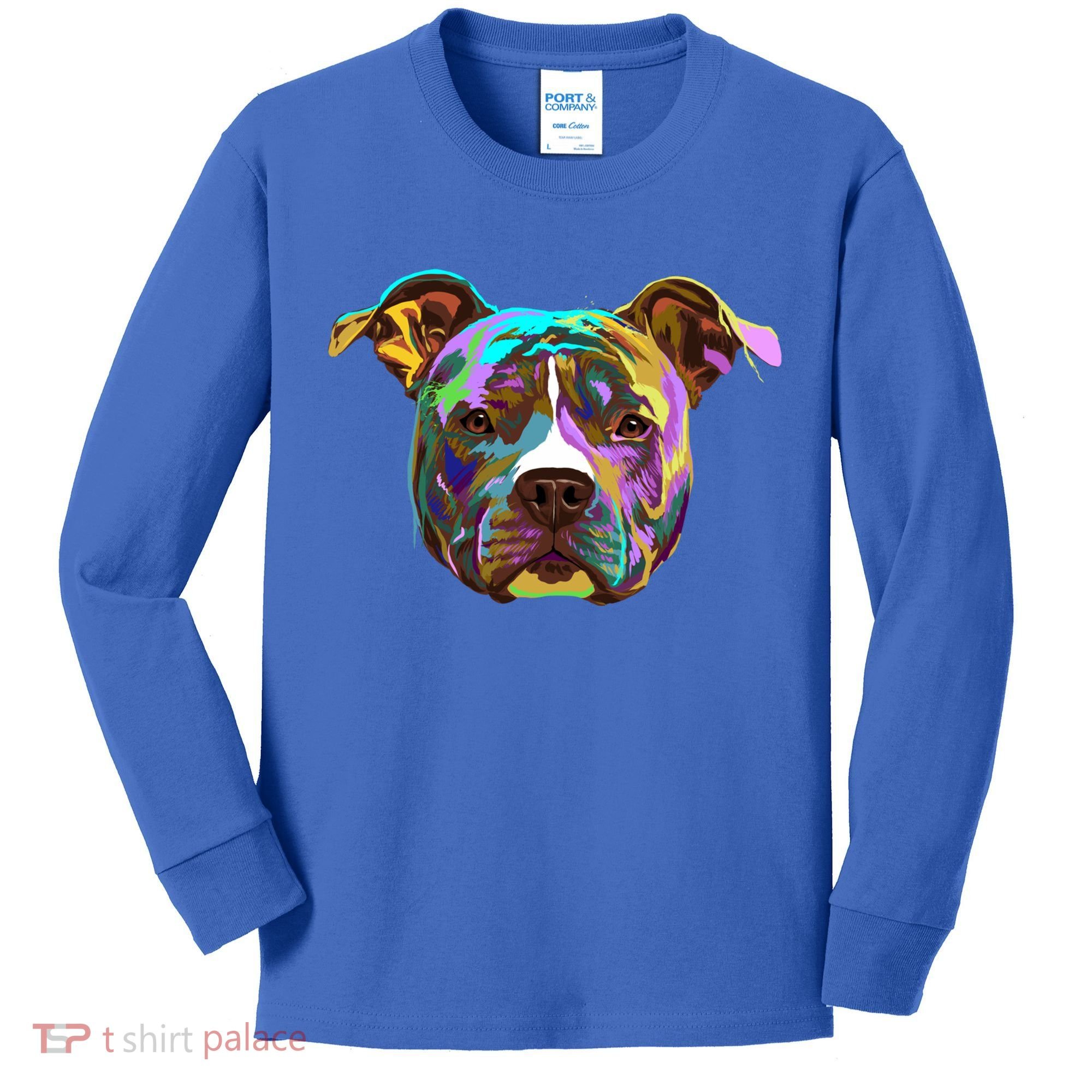 Colourful Splash Dog American Staffordshire Terrier Gift Kids Long Sleeve Shirt