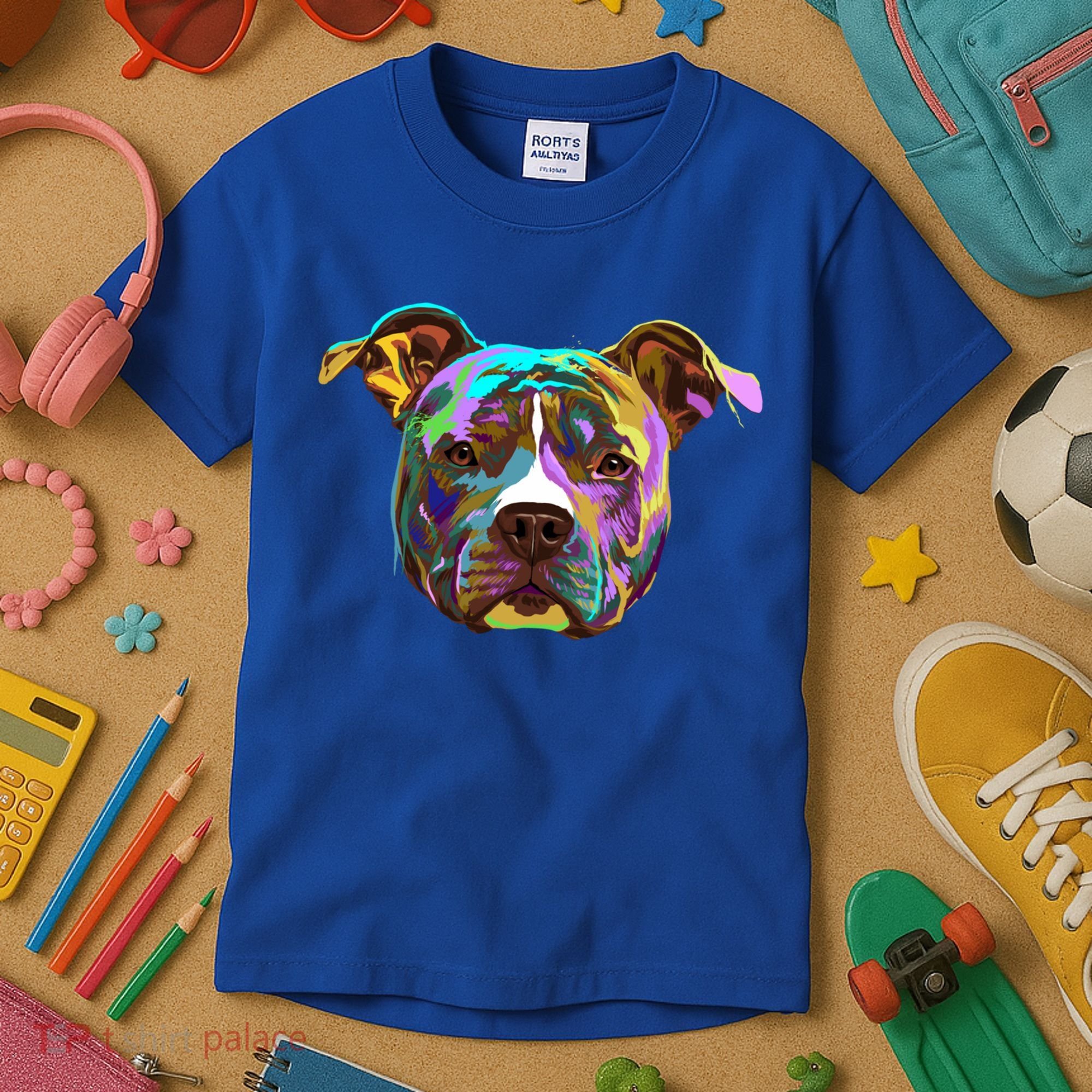 Colourful Splash Dog American Staffordshire Terrier Gift Kids T-Shirt