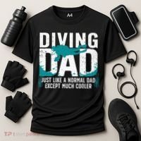 Cool Scuba Diving For Dad Men Ocean Scuba Diver Instructor Cooling Performance Crew T-Shirt thumb 3