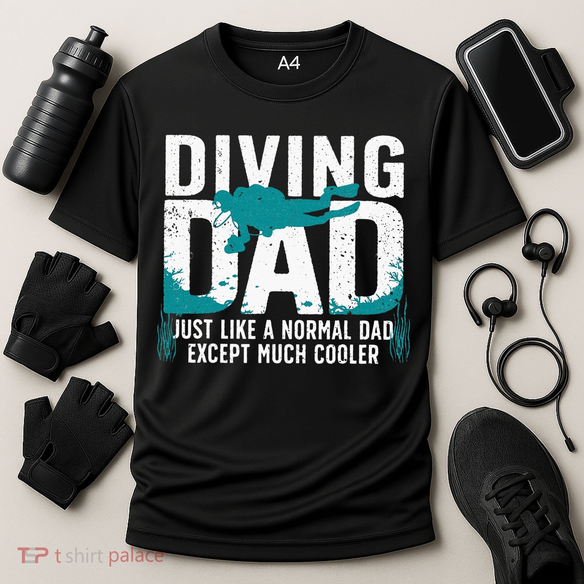 Cool Scuba Diving For Dad Men Ocean Scuba Diver Instructor Cooling Performance Crew T-Shirt