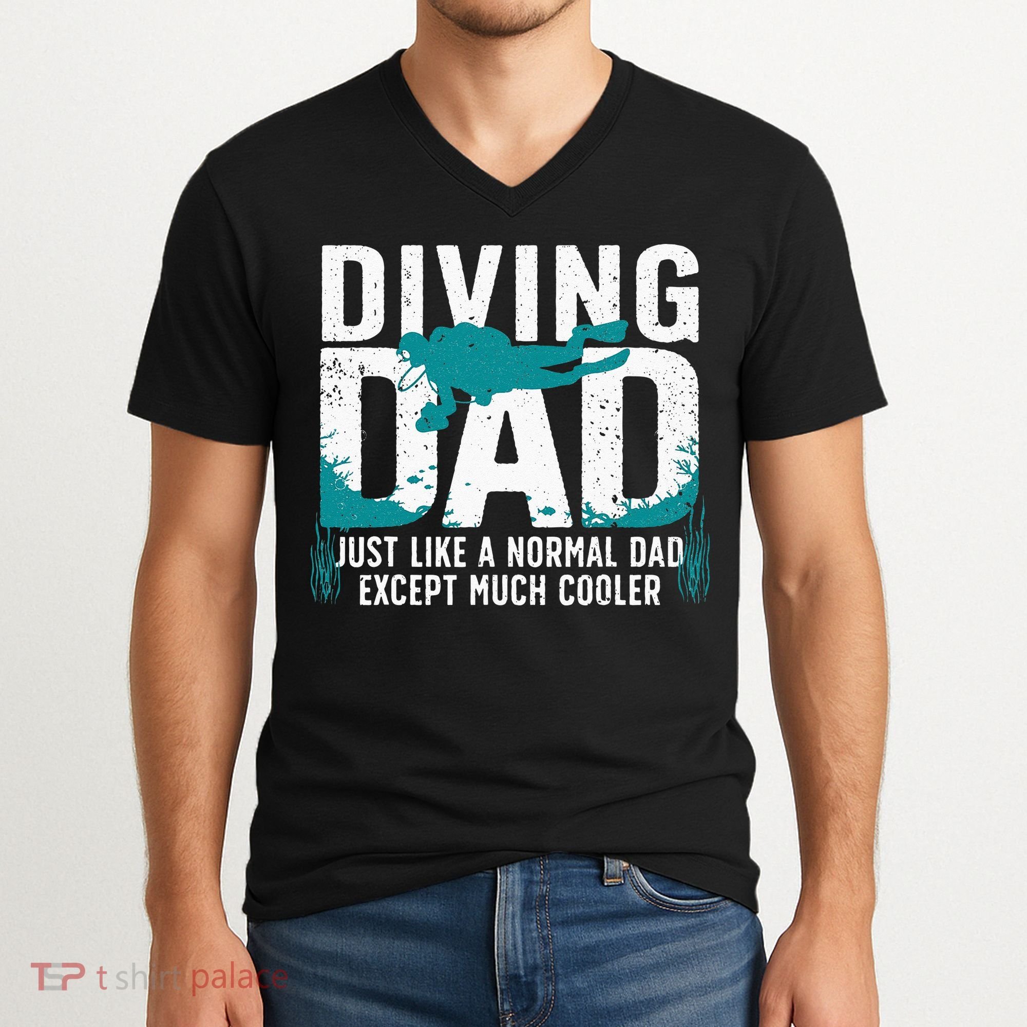 Cool Scuba Diving For Dad Men Ocean Scuba Diver Instructor V-Neck T-Shirt