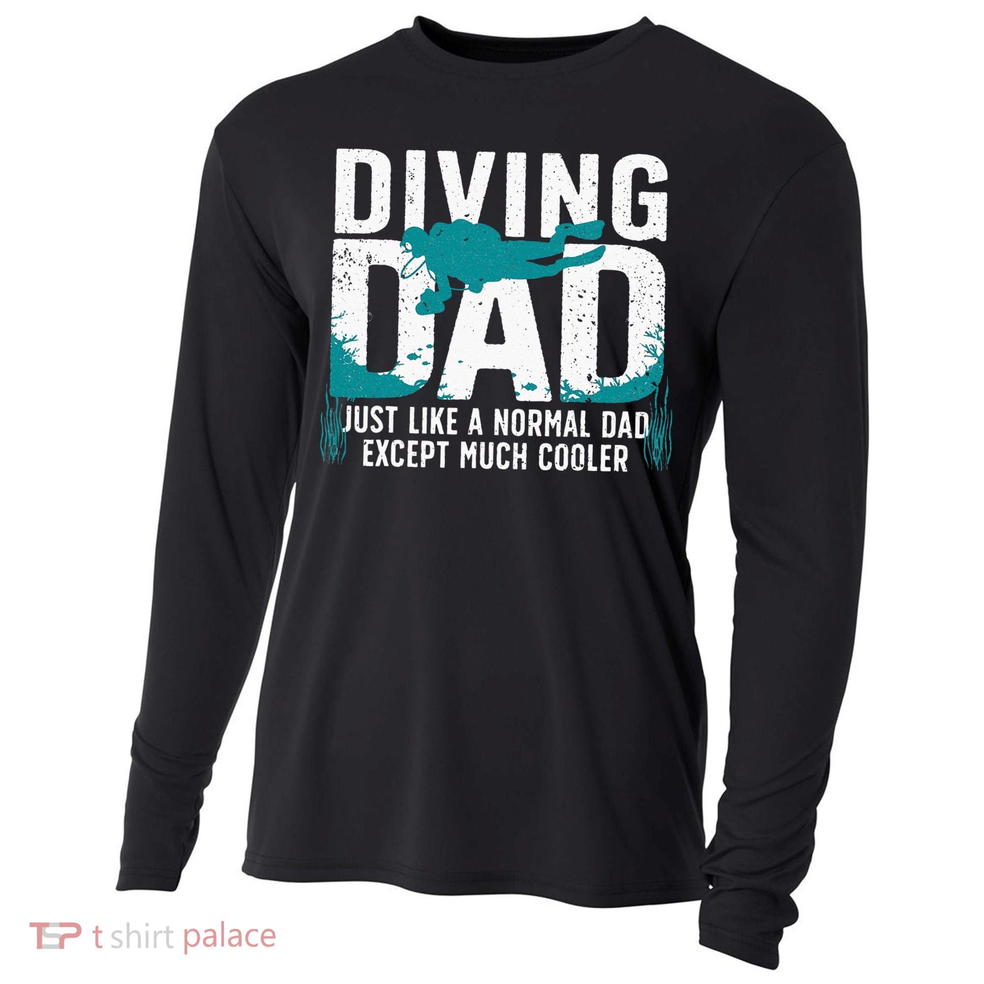 Cool Scuba Diving For Dad Men Ocean Scuba Diver Instructor Cooling Performance Long Sleeve Crew