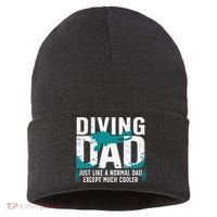 Cool Scuba Diving For Dad Men Ocean Scuba Diver Instructor Sustainable Knit Beanie thumb 0