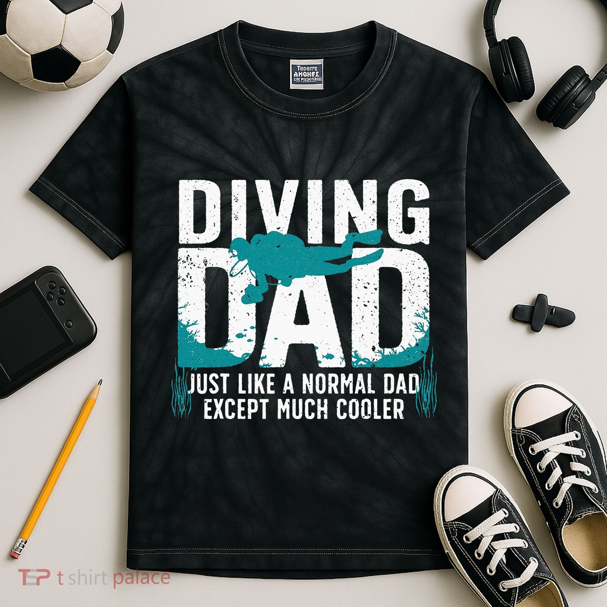 Cool Scuba Diving For Dad Men Ocean Scuba Diver Instructor Kids Tie-Dye T-Shirt