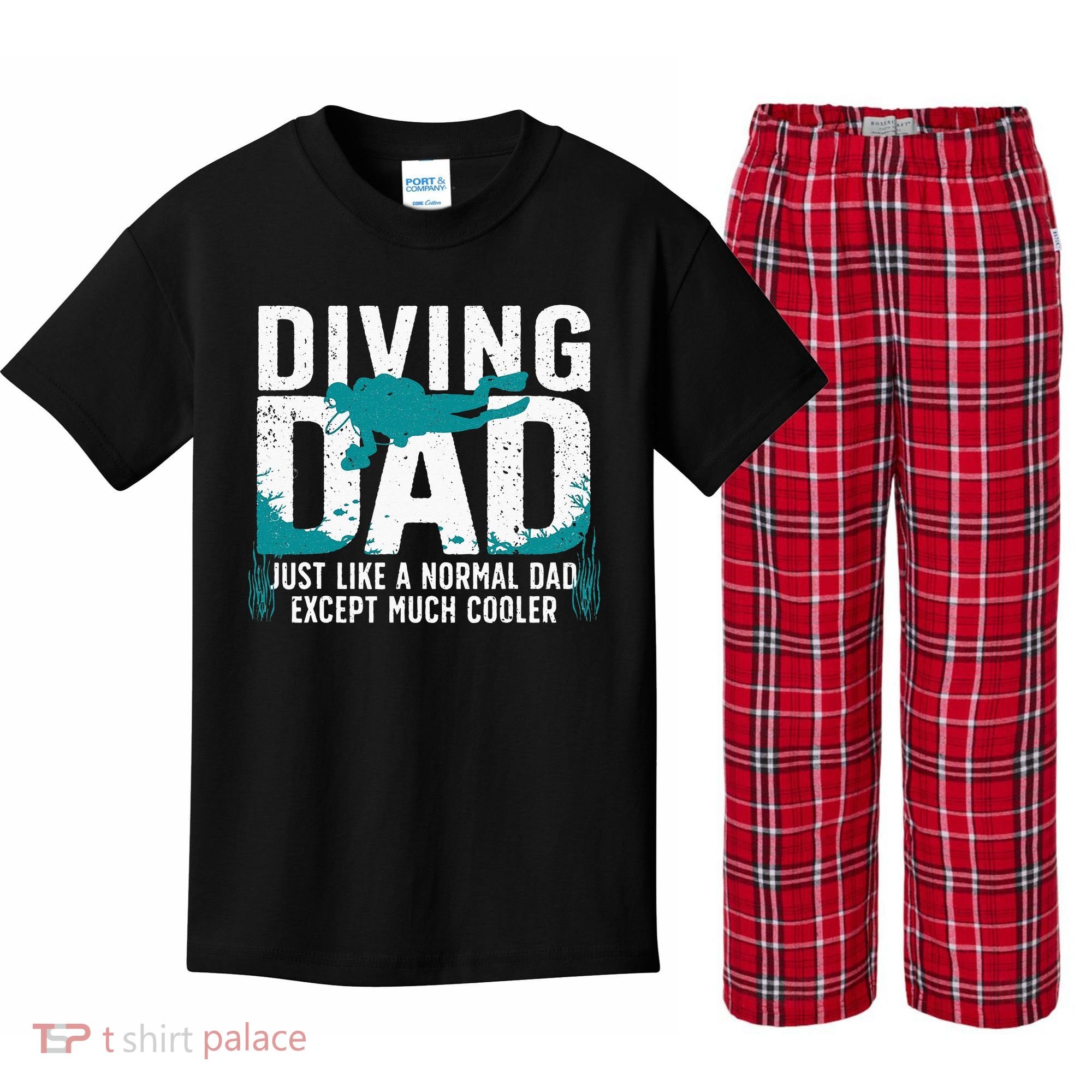 Cool Scuba Diving For Dad Men Ocean Scuba Diver Instructor Kids Plaid Pajama Set