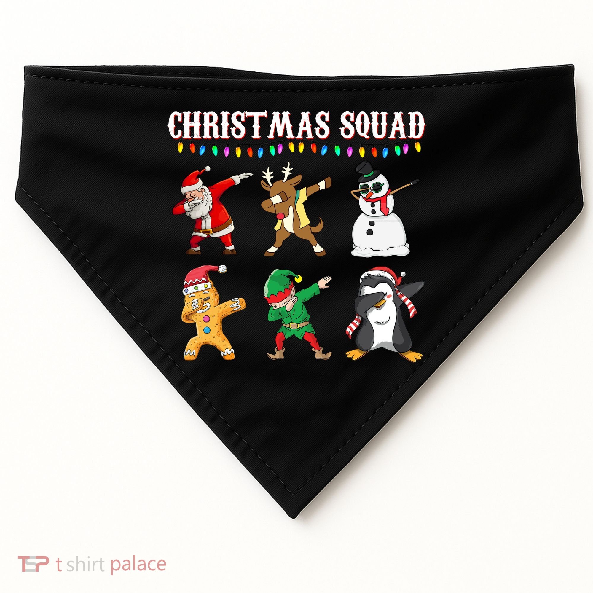 Christmas Squad Dabbing Characters USA-Made Doggie Bandana