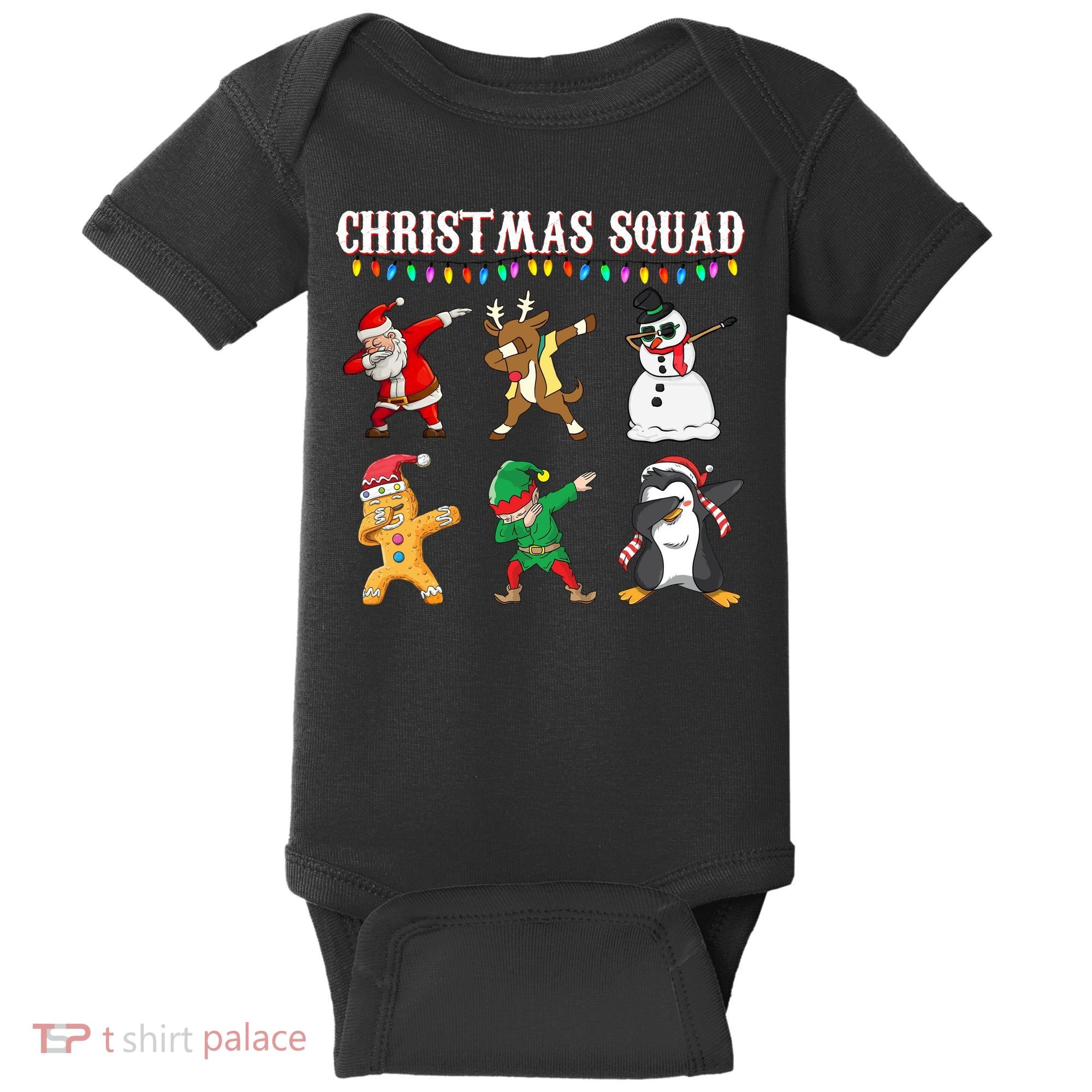 Christmas Squad Dabbing Characters Baby Bodysuit