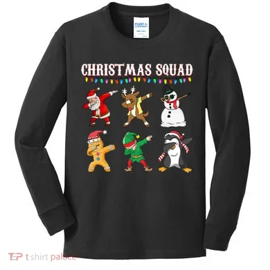 Christmas Squad Dabbing Characters Kids Long Sleeve Shirt