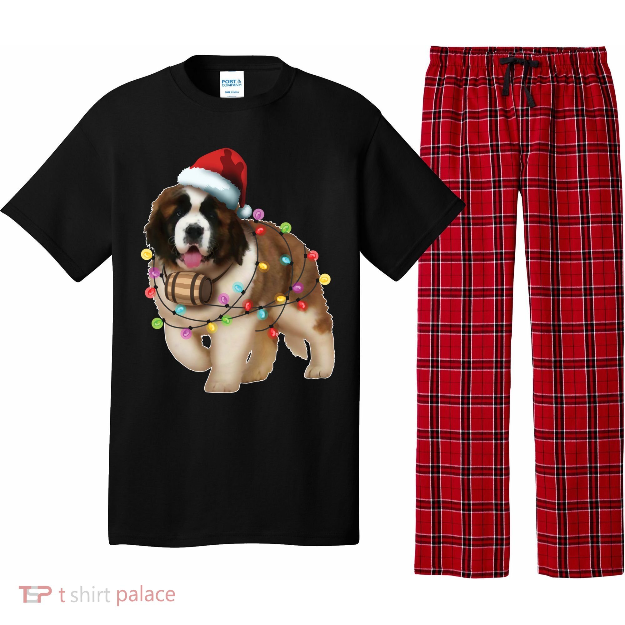 Christmas Santa Dog St Bernard Saint Xmas Dog Lover Gift Pajama Set