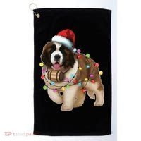 Christmas Santa Dog St Bernard Saint Xmas Dog Lover Gift Golf Towel thumb 0