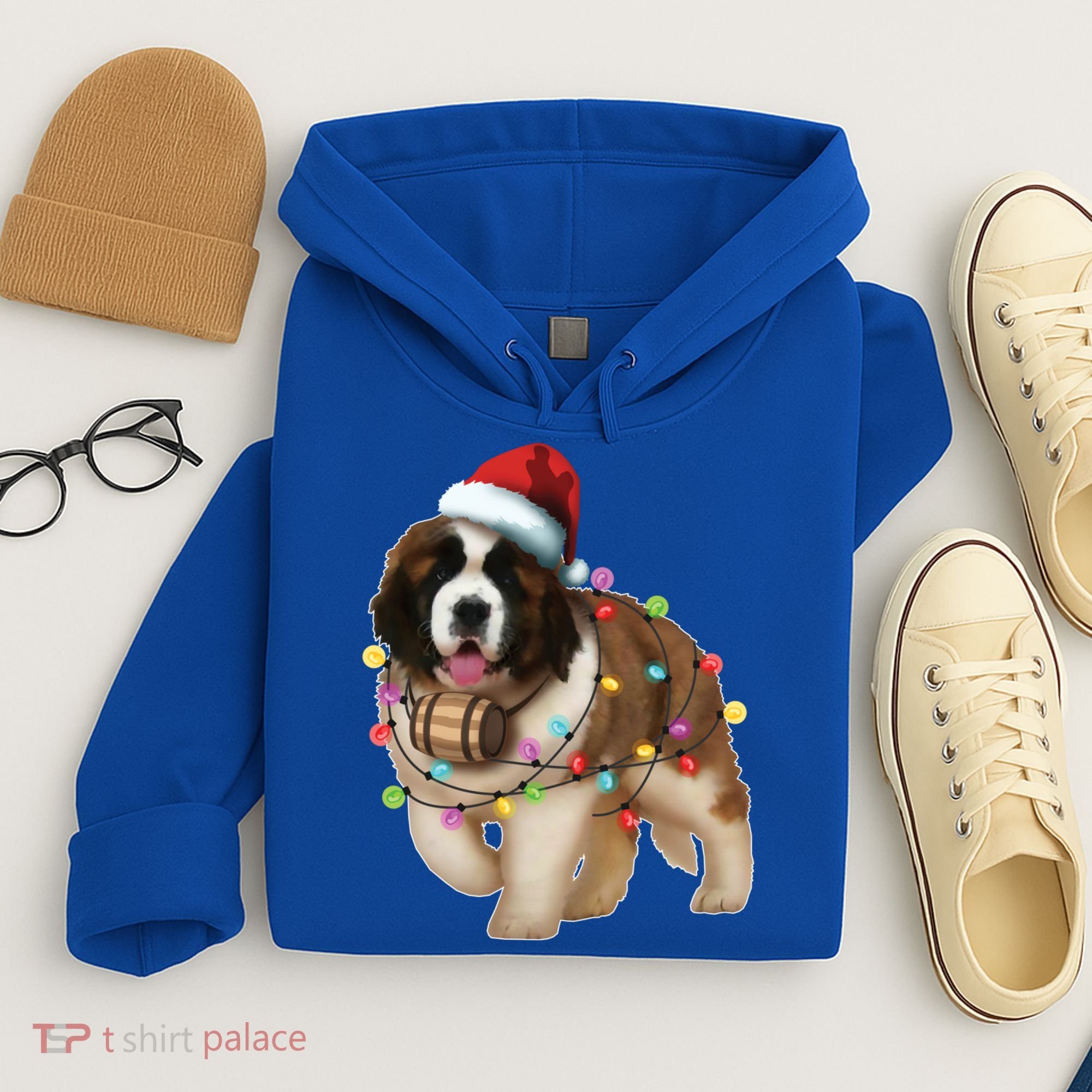 Christmas Santa Dog St Bernard Saint Xmas Dog Lover Gift Hoodie