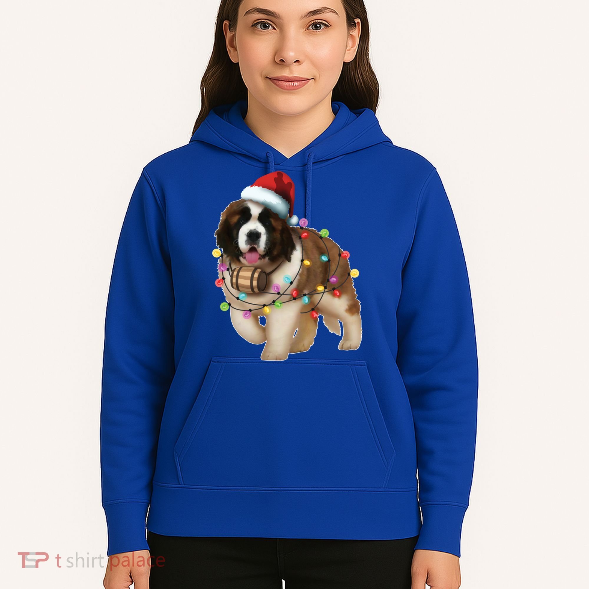 Christmas Santa Dog St Bernard Saint Xmas Dog Lover Gift Hoodie