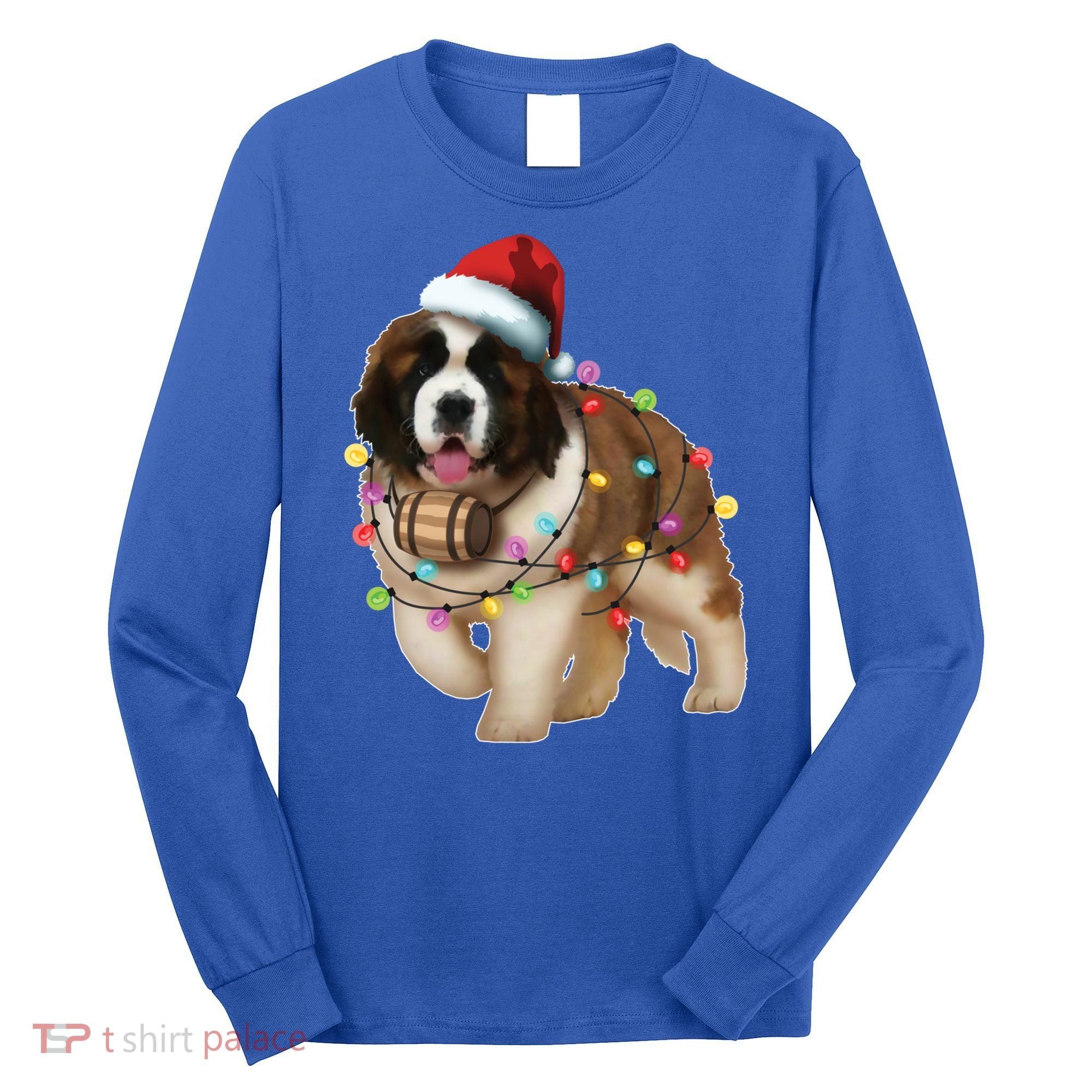 Christmas Santa Dog St Bernard Saint Xmas Dog Lover Gift Long Sleeve Shirt
