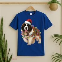 Christmas Santa Dog St Bernard Saint Xmas Dog Lover Gift T-Shirt thumb 2