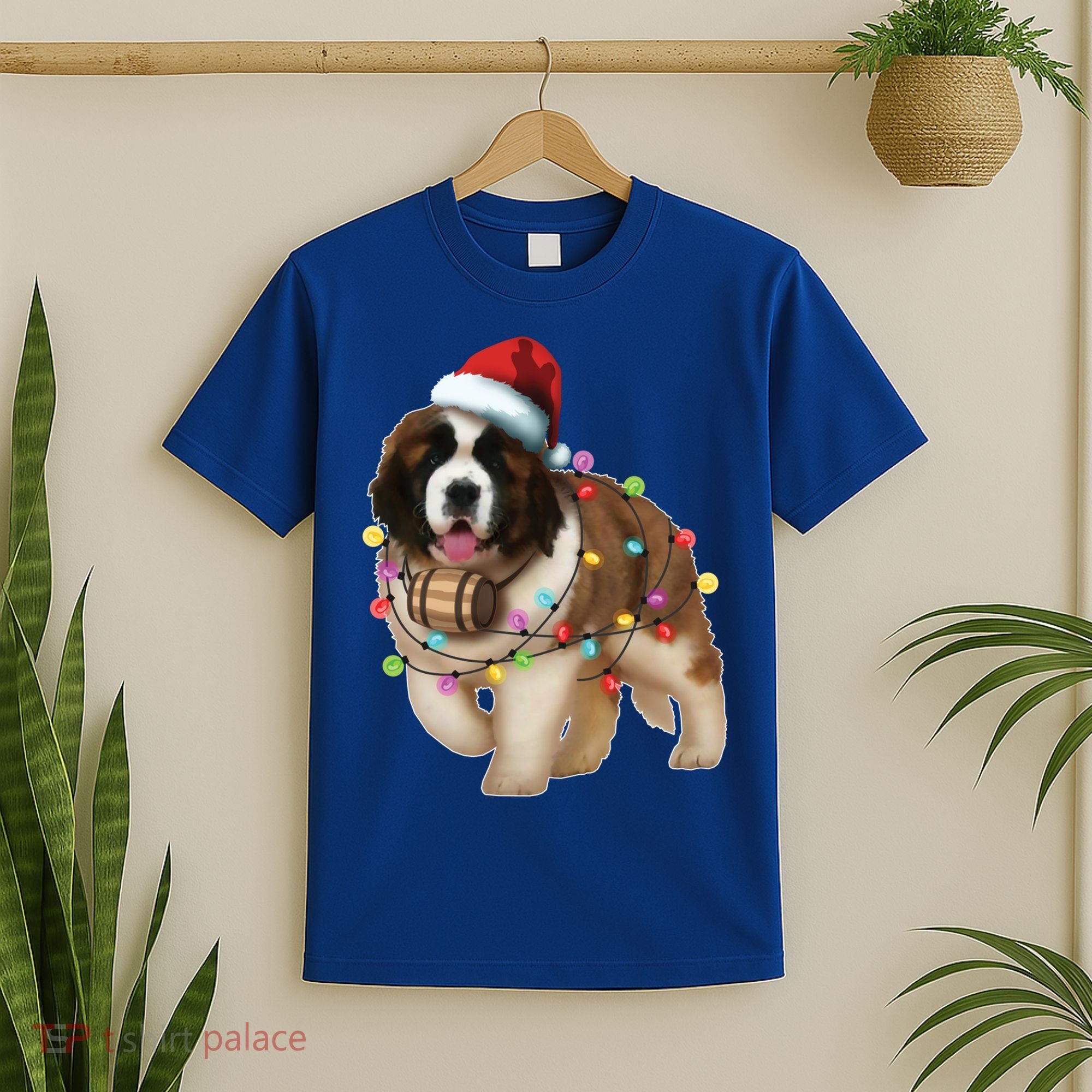 Christmas Santa Dog St Bernard Saint Xmas Dog Lover Gift T-Shirt