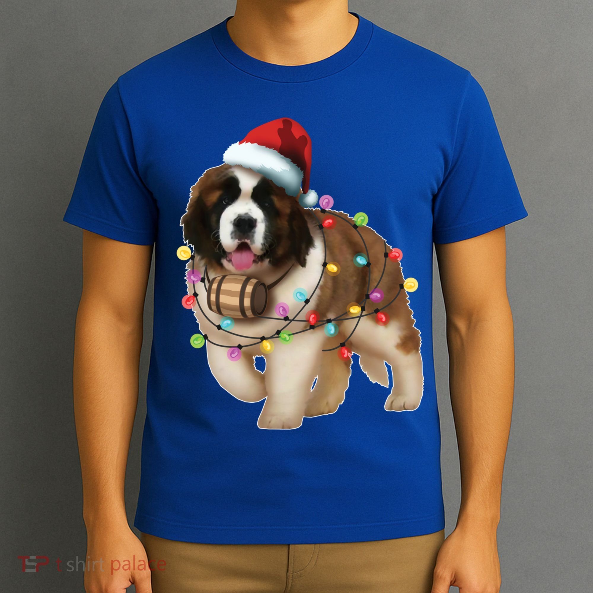 Christmas Santa Dog St Bernard Saint Xmas Dog Lover Gift T-Shirt