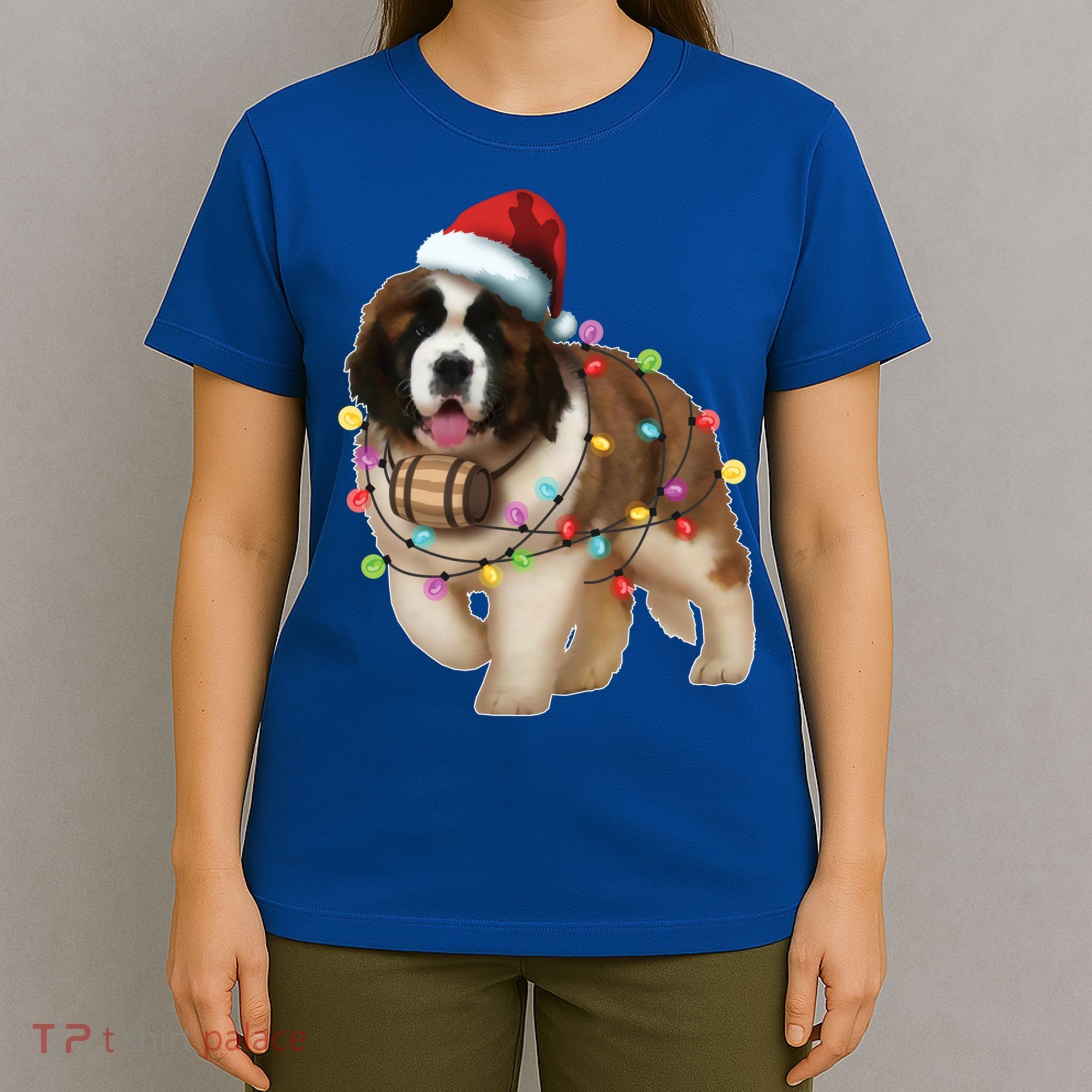 Christmas Santa Dog St Bernard Saint Xmas Dog Lover Gift T-Shirt