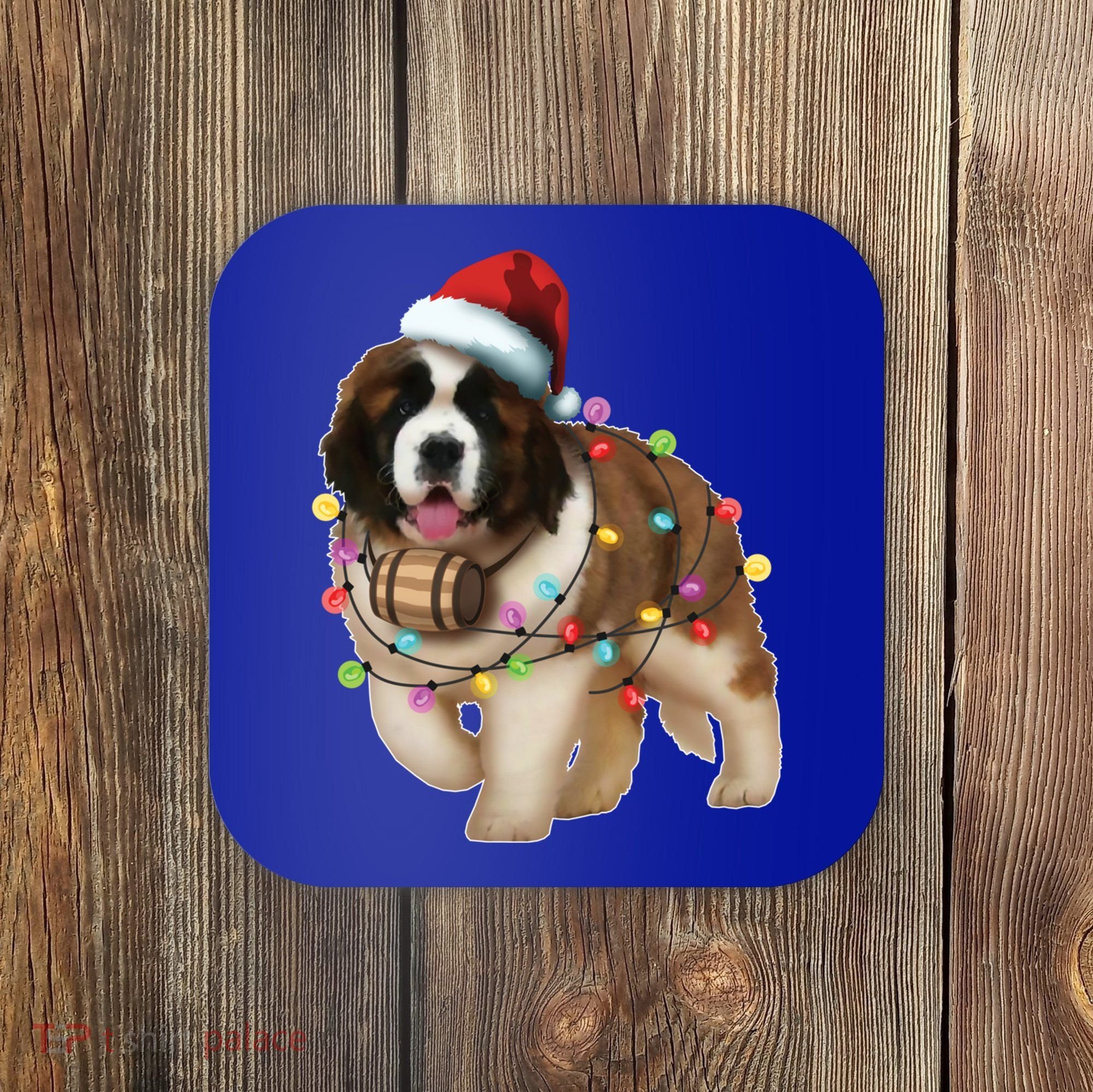 Christmas Santa Dog St Bernard Saint Xmas Dog Lover Gift Coaster