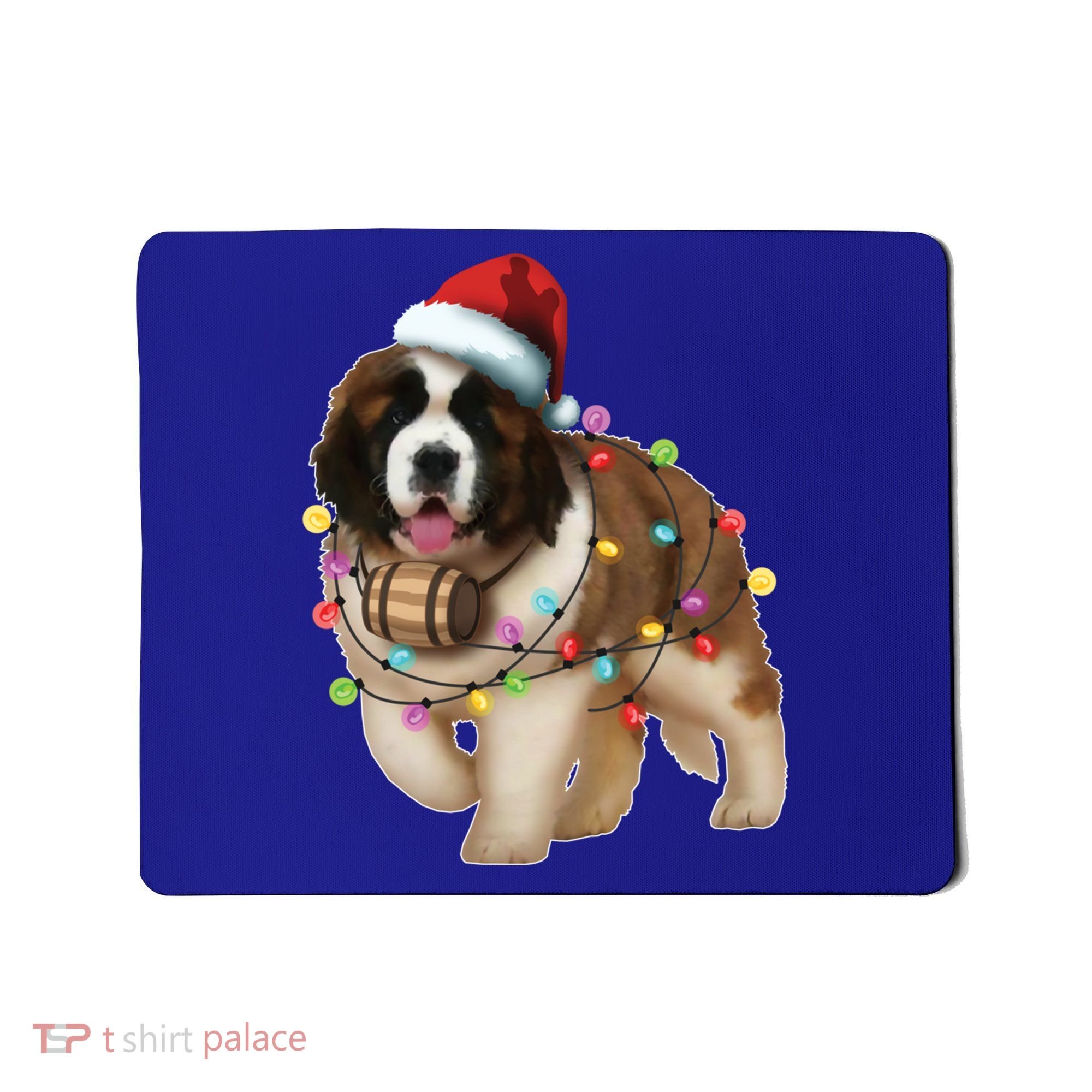 Christmas Santa Dog St Bernard Saint Xmas Dog Lover Gift Mousepad