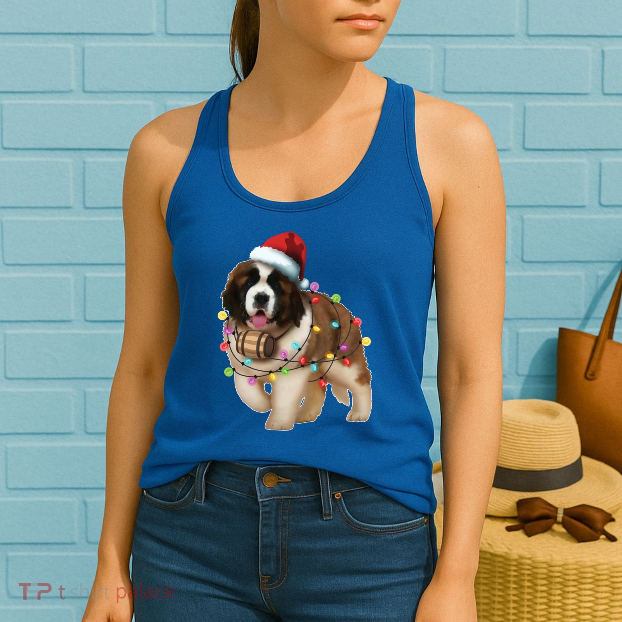 Christmas Santa Dog St Bernard Saint Xmas Dog Lover Gift Women's Tank Top