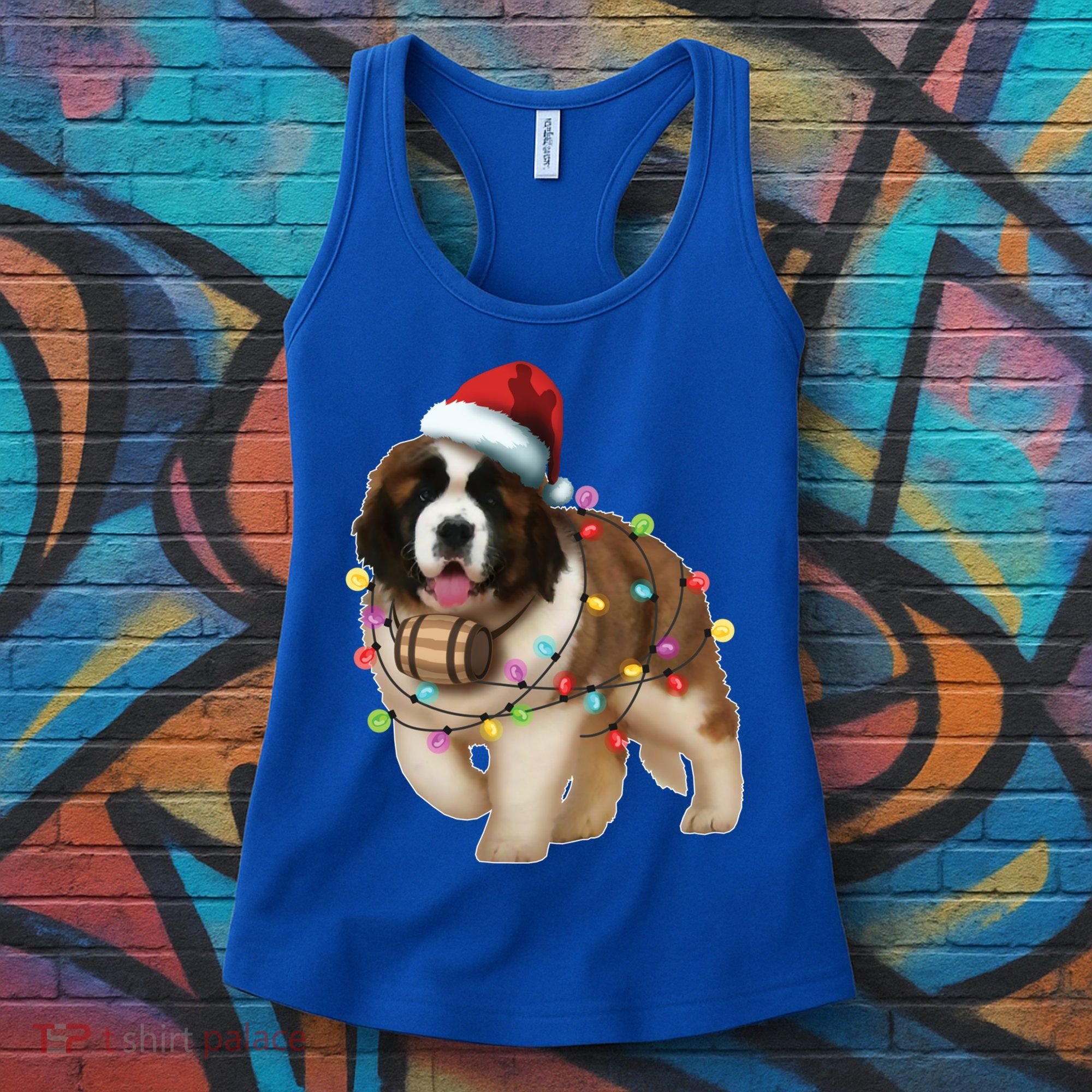 Christmas Santa Dog St Bernard Saint Xmas Dog Lover Gift Women's Tank Top