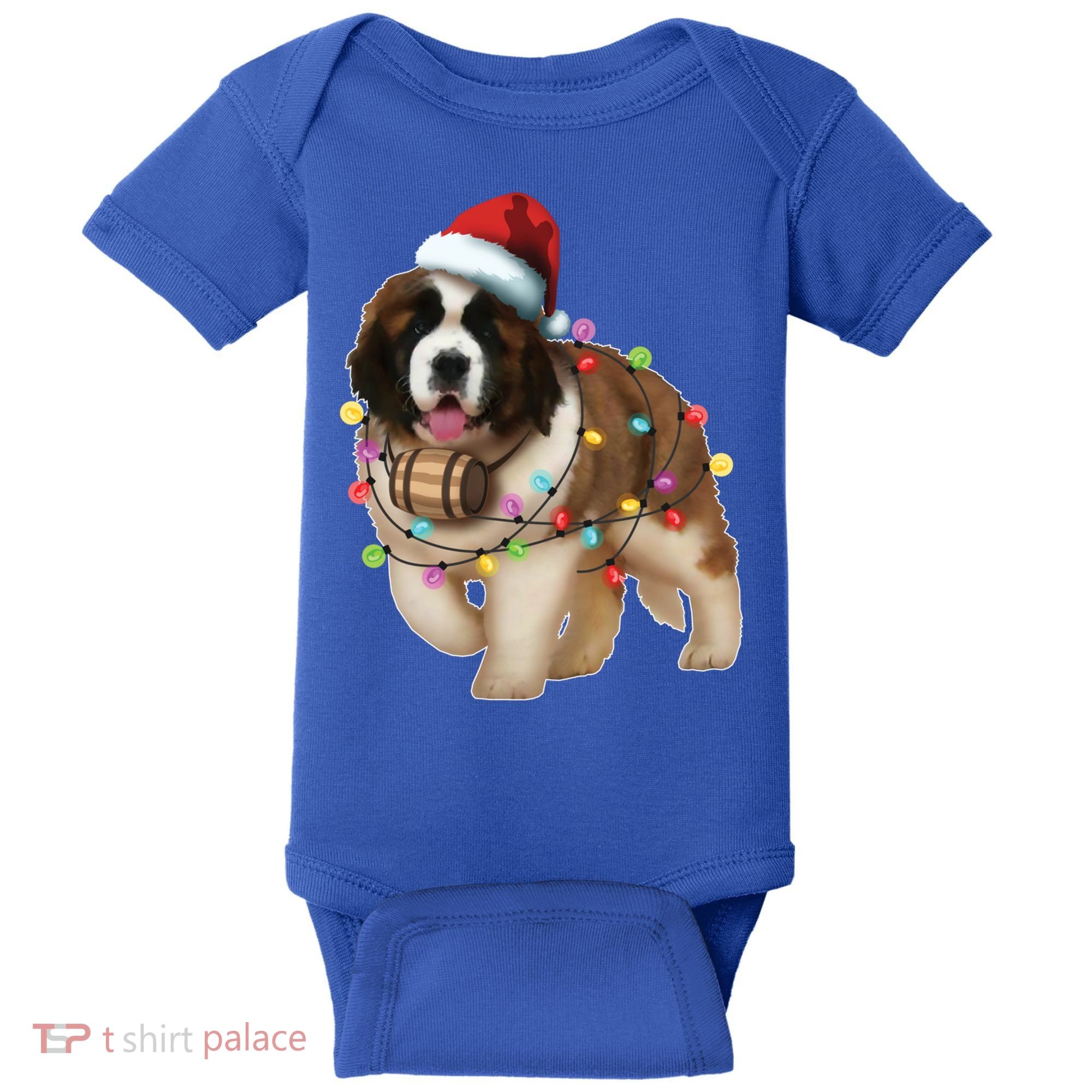 Christmas Santa Dog St Bernard Saint Xmas Dog Lover Gift Baby Bodysuit