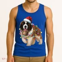 Christmas Santa Dog St Bernard Saint Xmas Dog Lover Gift Tank Top thumb 3