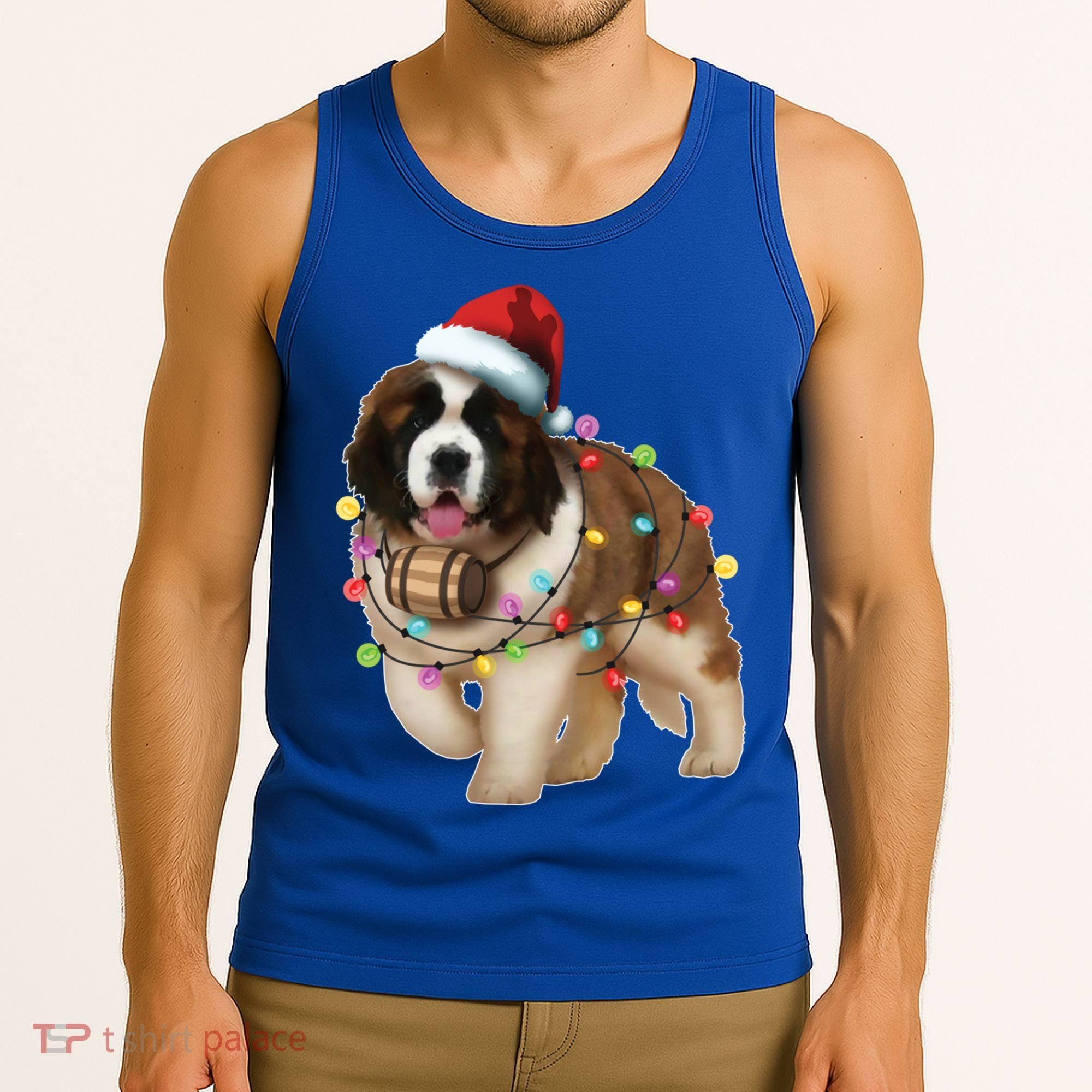 Christmas Santa Dog St Bernard Saint Xmas Dog Lover Gift Tank Top
