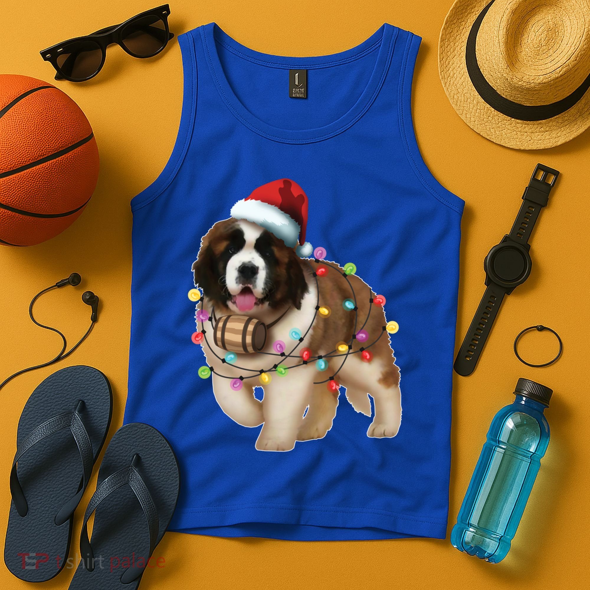Christmas Santa Dog St Bernard Saint Xmas Dog Lover Gift Tank Top