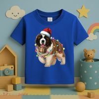 Christmas Santa Dog St Bernard Saint Xmas Dog Lover Gift Toddler T-Shirt thumb 3
