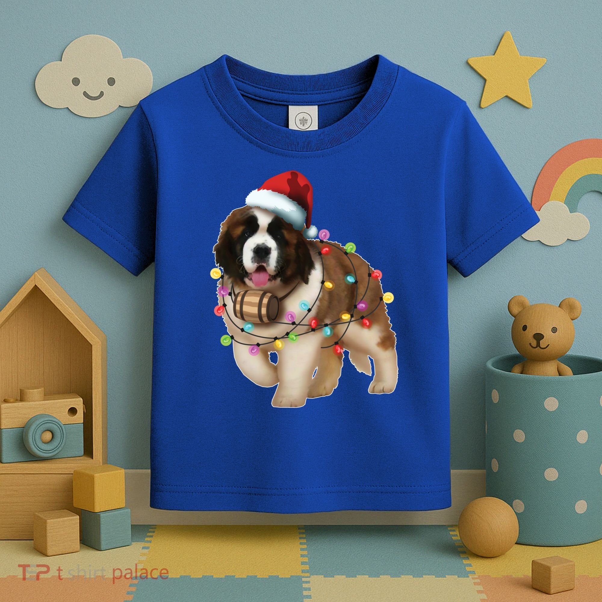 Christmas Santa Dog St Bernard Saint Xmas Dog Lover Gift Toddler T-Shirt