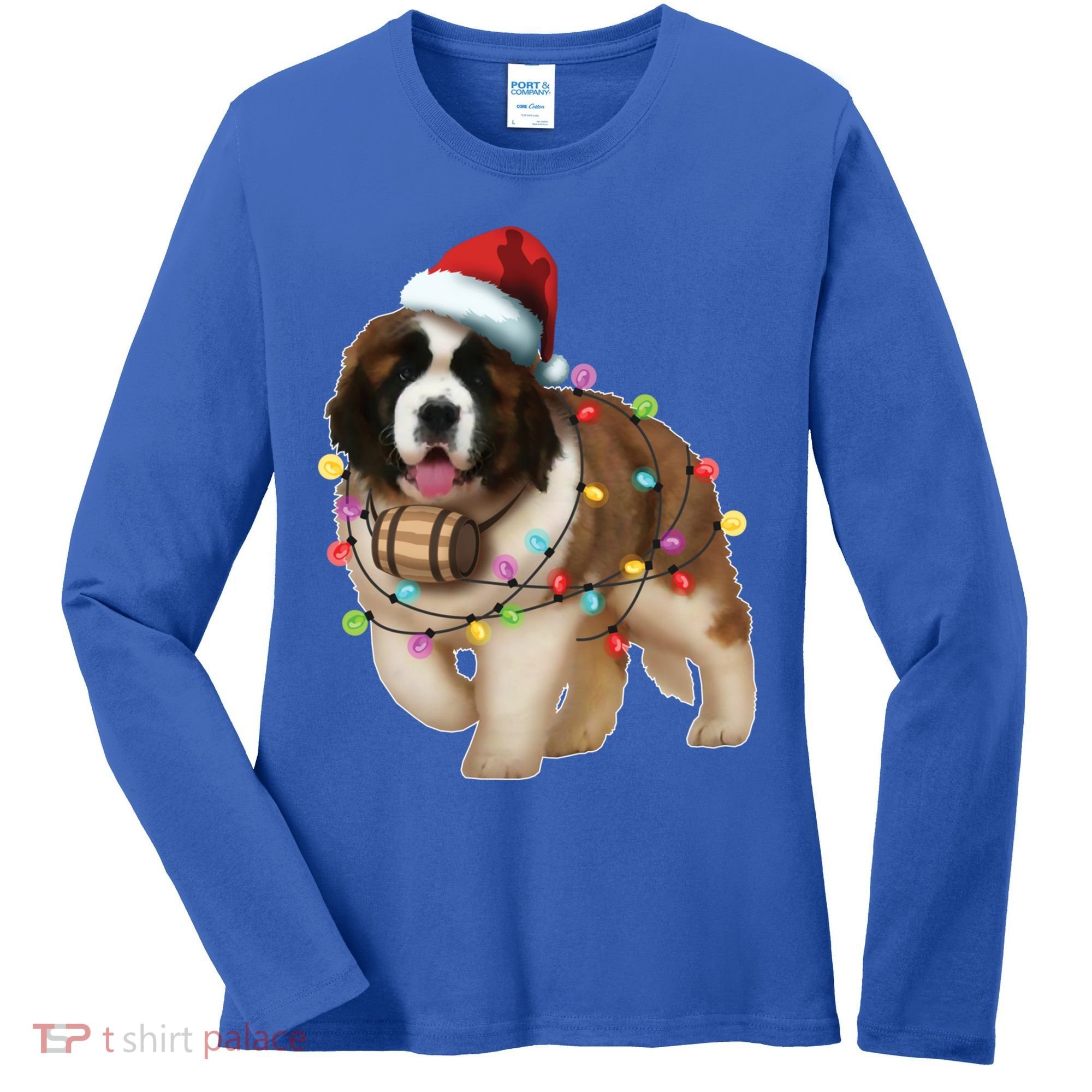 Christmas Santa Dog St Bernard Saint Xmas Dog Lover Gift Women's Long Sleeve Shirt