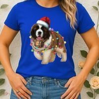 Christmas Santa Dog St Bernard Saint Xmas Dog Lover Gift Women's T-Shirt thumb 2