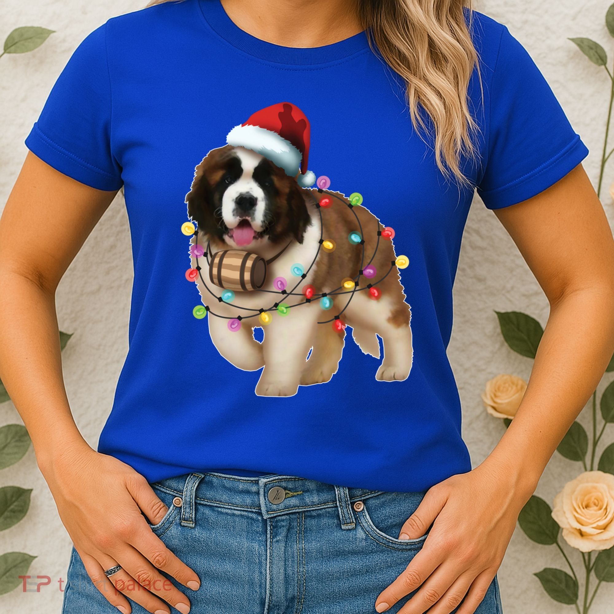 Christmas Santa Dog St Bernard Saint Xmas Dog Lover Gift Women's T-Shirt