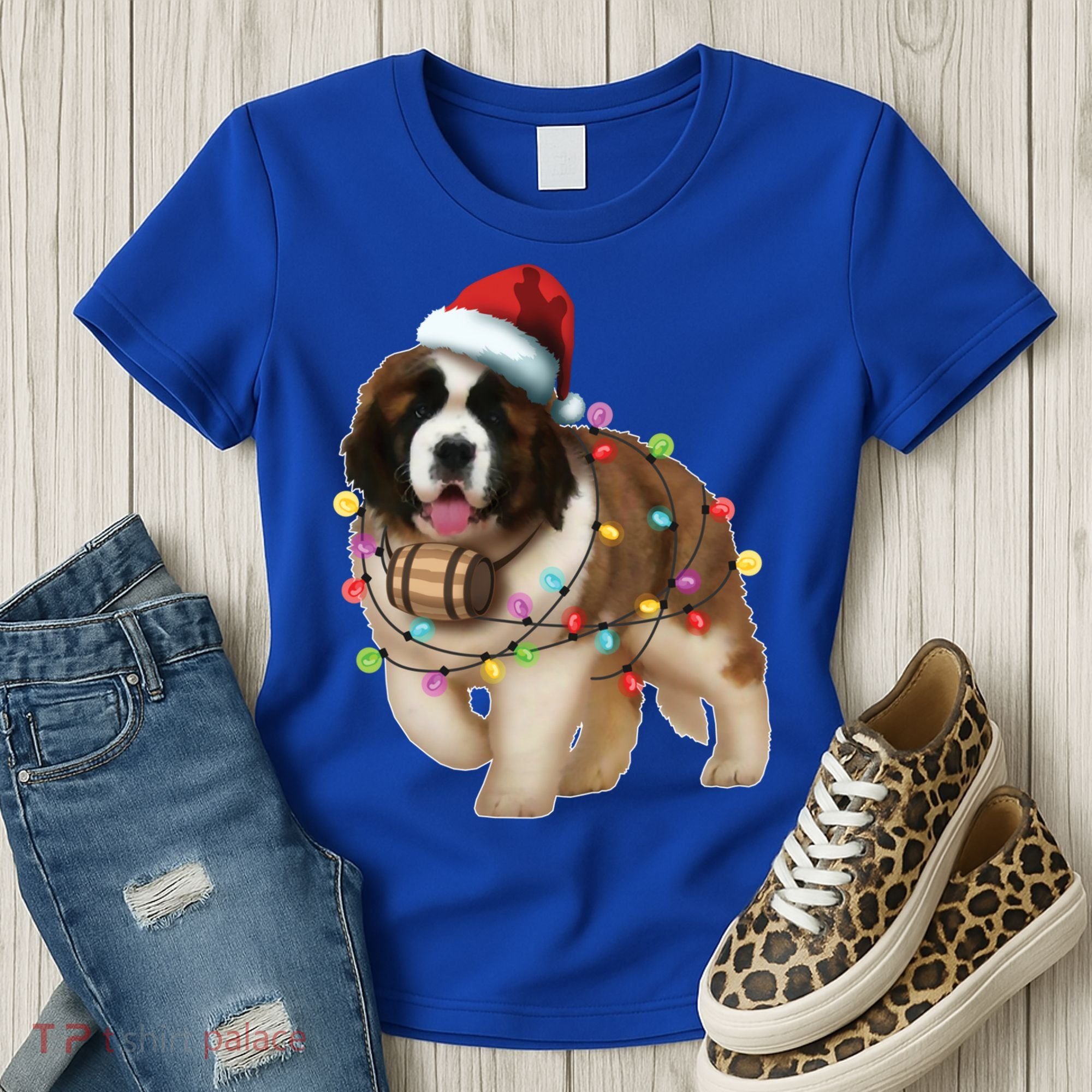 Christmas Santa Dog St Bernard Saint Xmas Dog Lover Gift Women's T-Shirt