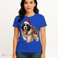 Christmas Santa Dog St Bernard Saint Xmas Dog Lover Gift Women's T-Shirt thumb 4