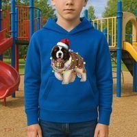 Christmas Santa Dog St Bernard Saint Xmas Dog Lover Gift Kids Hoodie thumb 2