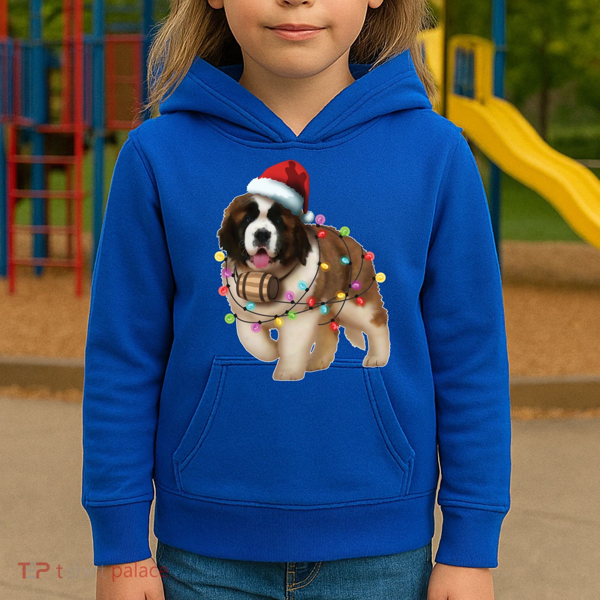 Christmas Santa Dog St Bernard Saint Xmas Dog Lover Gift Kids Hoodie