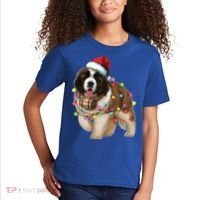 Christmas Santa Dog St Bernard Saint Xmas Dog Lover Gift Kids T-Shirt thumb 2