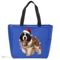 Christmas Santa Dog St Bernard Saint Xmas Dog Lover Gift Tote Bag thumb 0